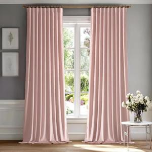MIULEE Hot Pink Velvet Curtains 84 inches 2 Panels – Luxury Room Darkening Window Drapes for Bedroom Living Room Thermal Insulated Super Soft Blackout, Back Tab Rod Pocket Pinch Pleated, W52 x L84(Baby Pink)