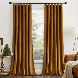 MIULEE Hot Pink Velvet Curtains 84 inches 2 Panels – Luxury Room Darkening Window Drapes for Bedroom Living Room Thermal Insulated Super Soft Blackout, Back Tab Rod Pocket Pinch Pleated, W52 x L84(Golden Brown)