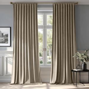 MIULEE Hot Pink Velvet Curtains 84 inches 2 Panels – Luxury Room Darkening Window Drapes for Bedroom Living Room Thermal Insulated Super Soft Blackout, Back Tab Rod Pocket Pinch Pleated, W52 x L84(Taupe)