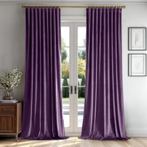MIULEE Hot Pink Velvet Curtains 84 inches 2 Panels – Luxury Room Darkening Window Drapes for Bedroom Living Room Thermal Insulated Super Soft Blackout, Back Tab Rod Pocket Pinch Pleated, W52 x L84(Purple)