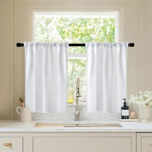 MIULEE Hunter Green Privacy Sheer Curtains That Let Light in 84 Inches Long Non-See-Through Semi Sheer Curtain Light Filtering Window Curtains Christmas Drapes for Living Room Bedroom 2 Panels Set(White)
