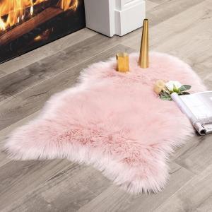 MIULEE Luxury Soft Fluffy Area Rug 3×5 Feet, Faux Fur Sheepskin Rug Decorative Plush Shaggy Carpet for Christmas Decor Bedside Sofa Floor Nursery, White(Pink)