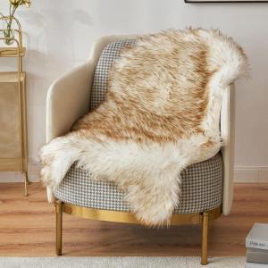 MIULEE Luxury Soft Fluffy Area Rug 3×5 Feet, Faux Fur Sheepskin Rug Decorative Plush Shaggy Carpet for Christmas Decor Bedside Sofa Floor Nursery, White(Frosted Tips Brown)