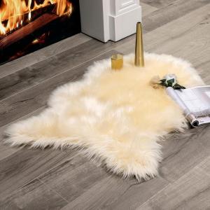 MIULEE Luxury Soft Fluffy Area Rug 3×5 Feet, Faux Fur Sheepskin Rug Decorative Plush Shaggy Carpet for Christmas Decor Bedside Sofa Floor Nursery, White(Light Yellow)