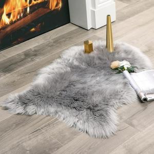 MIULEE Luxury Soft Fluffy Area Rug 3×5 Feet, Faux Fur Sheepskin Rug Decorative Plush Shaggy Carpet for Christmas Decor Bedside Sofa Floor Nursery, White(Grey)