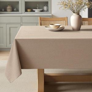 MIULEE Natural Linen Polyester Tablecloth 60×84 Inch Rectangle Table Cloth Waterproof,Stain Resistant & Wrinkle Resistant for Dining Party Wedding(Brown)