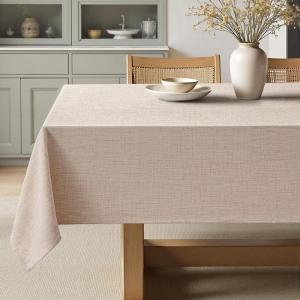 MIULEE Natural Linen Polyester Tablecloth 60×84 Inch Rectangle Table Cloth Waterproof,Stain Resistant & Wrinkle Resistant for Dining Party Wedding(Natural)