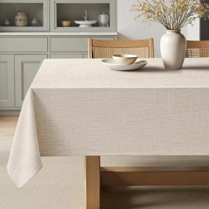 MIULEE Natural Linen Polyester Tablecloth 60×84 Inch Rectangle Table Cloth Waterproof,Stain Resistant & Wrinkle Resistant for Dining Party Wedding(Grayish White)