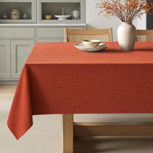 MIULEE Natural Linen Polyester Tablecloth 60×84 Inch Rectangle Table Cloth Waterproof,Stain Resistant & Wrinkle Resistant for Dining Party Wedding(Burnt Orange)