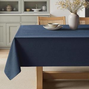 MIULEE Natural Linen Polyester Tablecloth 60×84 Inch Rectangle Table Cloth Waterproof,Stain Resistant & Wrinkle Resistant for Dining Party Wedding(Navy Blue)