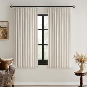 MIULEE Natural Pinch Pleated 100% Blackout Linen Curtains 96 Inch Length 2 Panels Set, Black Out Memory Trained Pleat Curtains Light Blocking Room Darkening Drapes for Bedroom Living Room Window(Beige)