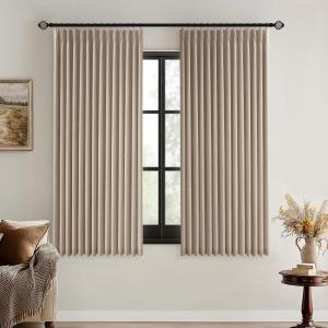MIULEE Natural Pinch Pleated 100% Blackout Linen Curtains 96 Inch Length 2 Panels Set, Black Out Memory Trained Pleat Curtains Light Blocking Room Darkening Drapes for Bedroom Living Room Window(Copper Brown)