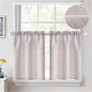 MIULEE Natural White Linen Curtains 84 Inch Length 2 Panels Set for Living Room Bedroom Semi Sheer Light Filtering Farmhouse Rod Pocket Long Soft Thick Linen Textured Window Drapes W42XL84(Bleached Linen)