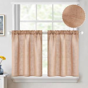 MIULEE Natural White Linen Curtains 84 Inch Length 2 Panels Set for Living Room Bedroom Semi Sheer Light Filtering Farmhouse Rod Pocket Long Soft Thick Linen Textured Window Drapes W42XL84(Brown)