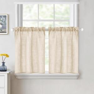MIULEE Natural White Linen Curtains 84 Inch Length 2 Panels Set for Living Room Bedroom Semi Sheer Light Filtering Farmhouse Rod Pocket Long Soft Thick Linen Textured Window Drapes W42XL84(Linen)