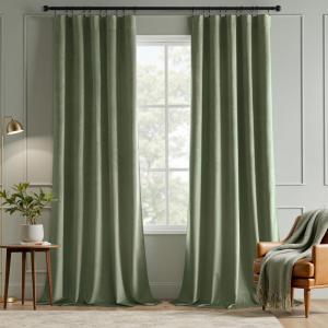 MIULEE Navy Blue Velvet Curtains 84 Inch Long Luxury Super Soft Thermal Insulated Blackout Curtains Room Darkening Drapes Rod Pocket Design for Bedroom Living Room Set of 2 Panels, W40 x L84 Inch(Sage Green)