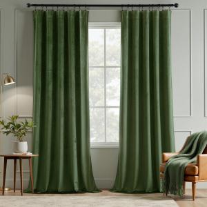MIULEE Navy Blue Velvet Curtains 84 Inch Long Luxury Super Soft Thermal Insulated Blackout Curtains Room Darkening Drapes Rod Pocket Design for Bedroom Living Room Set of 2 Panels, W40 x L84 Inch(Olive Green)