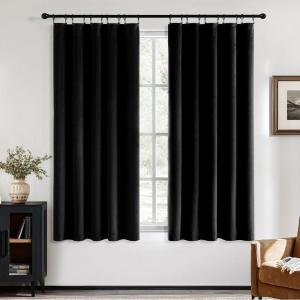 MIULEE Navy Blue Velvet Curtains 84 Inch Long Luxury Super Soft Thermal Insulated Blackout Curtains Room Darkening Drapes Rod Pocket Design for Bedroom Living Room Set of 2 Panels, W40 x L84 Inch(Black)