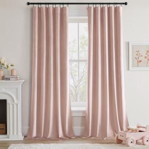 MIULEE Navy Blue Velvet Curtains 84 Inch Long Luxury Super Soft Thermal Insulated Blackout Curtains Room Darkening Drapes Rod Pocket Design for Bedroom Living Room Set of 2 Panels, W40 x L84 Inch(Baby Pink)