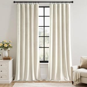 MIULEE Navy Blue Velvet Curtains 84 Inch Long Luxury Super Soft Thermal Insulated Blackout Curtains Room Darkening Drapes Rod Pocket Design for Bedroom Living Room Set of 2 Panels, W40 x L84 Inch(Ivory)