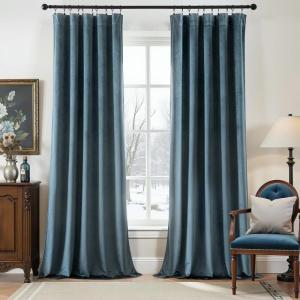 MIULEE Navy Blue Velvet Curtains 84 Inch Long Luxury Super Soft Thermal Insulated Blackout Curtains Room Darkening Drapes Rod Pocket Design for Bedroom Living Room Set of 2 Panels, W40 x L84 Inch(Stone Blue)