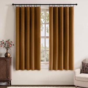 MIULEE Navy Blue Velvet Curtains 84 Inch Long Luxury Super Soft Thermal Insulated Blackout Curtains Room Darkening Drapes Rod Pocket Design for Bedroom Living Room Set of 2 Panels, W40 x L84 Inch(Golden Brown)
