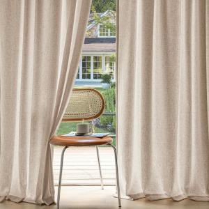 MIULEE Non-See-Through Privacy Linen Curtains 2 Panels, Christmas Emerald Green Light Filtering Window Curtains Textured Back Tab Semi Sheer Drapes for Bedroom Living Room, 52 x 90 Inches Long(Beige)