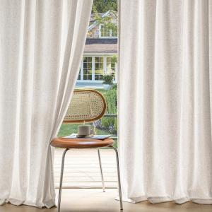 MIULEE Non-See-Through Privacy Linen Curtains 2 Panels, Christmas Emerald Green Light Filtering Window Curtains Textured Back Tab Semi Sheer Drapes for Bedroom Living Room, 52 x 90 Inches Long(White)