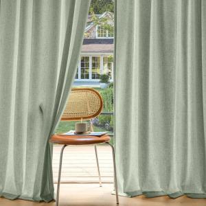 MIULEE Non-See-Through Privacy Linen Curtains 2 Panels, Christmas Emerald Green Light Filtering Window Curtains Textured Back Tab Semi Sheer Drapes for Bedroom Living Room, 52 x 90 Inches Long(Sage Green)