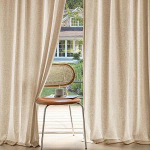 MIULEE Non-See-Through Privacy Linen Curtains 2 Panels, Christmas Emerald Green Light Filtering Window Curtains Textured Back Tab Semi Sheer Drapes for Bedroom Living Room, 52 x 90 Inches Long(Light Brown)