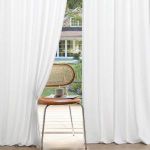 MIULEE Non-See-Through Privacy Linen Curtains 2 Panels, Christmas Emerald Green Light Filtering Window Curtains Textured Back Tab Semi Sheer Drapes for Bedroom Living Room, 52 x 90 Inches Long(Pure White)