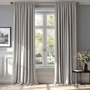 MIULEE Olive Green Velvet Curtains Thermal Insulated Blackout Curtain Drapes for Bedroom Living Room Darkening 84 Inches Long Curtains Panels Rod Pocket Set of 2(Silver)