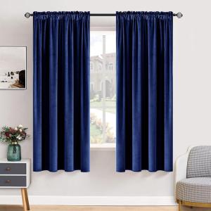 MIULEE Olive Green Velvet Curtains Thermal Insulated Blackout Curtain Drapes for Bedroom Living Room Darkening 84 Inches Long Curtains Panels Rod Pocket Set of 2(Royal Blue)