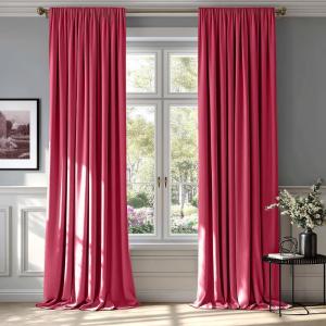 MIULEE Olive Green Velvet Curtains Thermal Insulated Blackout Curtain Drapes for Bedroom Living Room Darkening 84 Inches Long Curtains Panels Rod Pocket Set of 2(Berry)