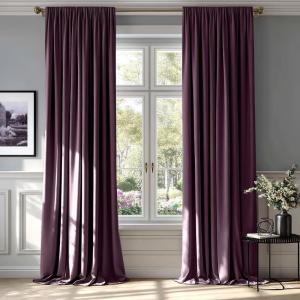 MIULEE Olive Green Velvet Curtains Thermal Insulated Blackout Curtain Drapes for Bedroom Living Room Darkening 84 Inches Long Curtains Panels Rod Pocket Set of 2(Purple Orchid)