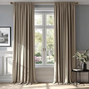 MIULEE Olive Green Velvet Curtains Thermal Insulated Blackout Curtain Drapes for Bedroom Living Room Darkening 84 Inches Long Curtains Panels Rod Pocket Set of 2(Taupe)