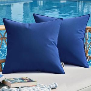 MIULEE Outdoor Christmas Pillow Covers Red Waterproof Decorative Patio Throw Pillow Covers Fade Resistant for Furniture Tent Couch Sofa Living Room Pack of 2 Spring Summer Pillowcases 18×18 Inch(Navy Blue)