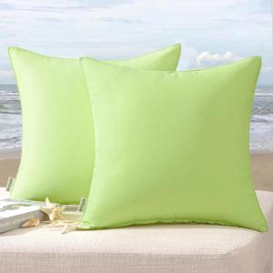 MIULEE Pack of 2 Decorative Outdoor Waterproof Pillow Covers Square Garden Cushion Sham Throw Pillowcase Summer Shell for Patio Tent Couch 18×18 Inch Pale Green(Pale Green)