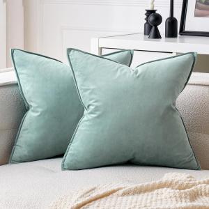 MIULEE Pack of 2 Navy Blue Decorative Velvet Throw Pillow Cover Soft Pillow Cover Soild Square Cushion Case for Sofa Bedroom Car 18x 18 Inch 45x 45cm(Blue Grey)