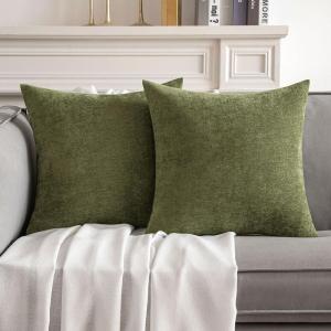 MIULEE Pack of 2 Orange Decorative Pillow Covers 16×16 Inch Soft Chenille Couch Throw Pillows Farmhouse Cushion Covers for Home Decor Sofa Bedroom Living Room(Sage Green)