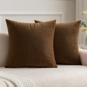 MIULEE Pack of 2 Velvet Soft Solid Decorative Square Throw Pillow Covers Christmas Cushion Case for Couch Sofa Bedroom Car 18×18 Inch 45×45 cm Green(Chocolate)