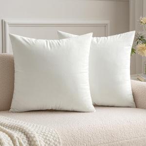 MIULEE Pack of 2 Velvet Soft Solid Decorative Square Throw Pillow Covers Christmas Cushion Case for Couch Sofa Bedroom Car 18×18 Inch 45×45 cm Green(Pure White)