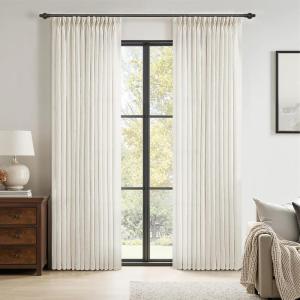 MIULEE Pinch Pleated Terracotta Linen Curtains 84 Inches Long 2 Panels for Bedroom Living Room, Burnt Orange Linen Textured Window Drapes Back Tab Hook Semi Sheer Light Filtering Rust Boho Fall Decor(Natural)