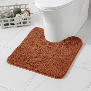 MIULEE Rust Microfiber Toilet Bath Mat U-Shaped Contour Shaggy Rugs Non Slip Extra Thick Soft Absorbent Water for Bathroom Commode Machine Washable(20×20 Inch)(Burnt Orange)