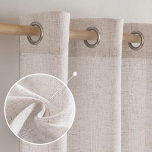 MIULEE Sage Green Linen Curtains 84 Inch Length 2 Panels Set for Bedroom Living Room, Soft Thick Linen Textured Window Drapes Semi Sheer Light Filtering Grommet Top Burlap Look Farmhouse Decor(Linen White)
