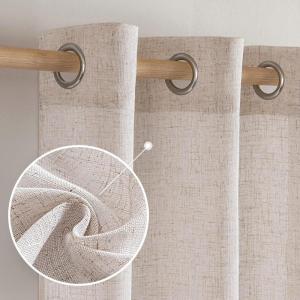 MIULEE Sage Green Linen Curtains 84 Inch Length 2 Panels Set for Bedroom Living Room, Soft Thick Linen Textured Window Drapes Semi Sheer Light Filtering Grommet Top Burlap Look Farmhouse Decor(Natural Linen White)