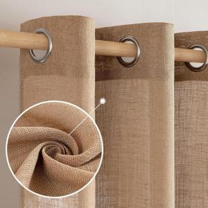 MIULEE Sage Green Linen Curtains 84 Inch Length 2 Panels Set for Bedroom Living Room, Soft Thick Linen Textured Window Drapes Semi Sheer Light Filtering Grommet Top Burlap Look Farmhouse Decor(Linen Brown)