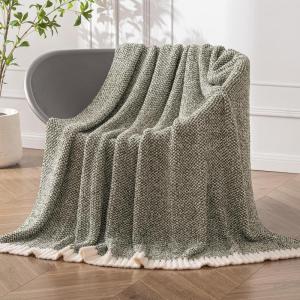 MIULEE Sage Green Super Soft Throw Blanket for Couch, Cozy Fluffy Warm Throws Knit Blankets for Sofa, Bed, Chair, Living Room, Camping, Picnic, Spring Home Decor,50 x 60 inch(Olive Green)