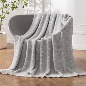 MIULEE Sage Green Super Soft Throw Blanket for Couch, Cozy Fluffy Warm Throws Knit Blankets for Sofa, Bed, Chair, Living Room, Camping, Picnic, Spring Home Decor,50 x 60 inch(Light Grey)