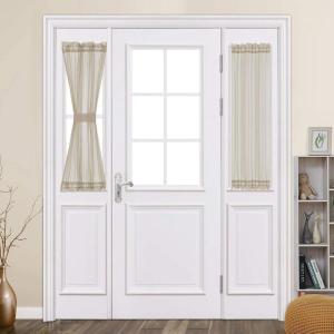 MIULEE Sidelight Sheer French Door Curtains 25 x 40 Inches Light Filtering Window Treatment with Tieback – 2 Panels, White(Beige)